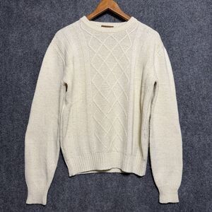 VTG Yves Saint Laurent Sweater Men's Medium Cream Wool YSL Tricots Knit 80s